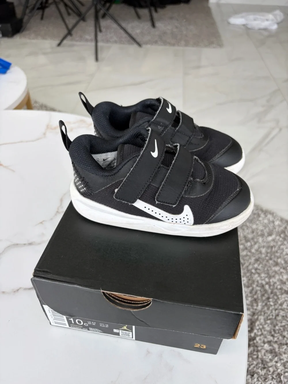 Nike Kids Black and White Velcro Sneakers - Picture 2 of 4